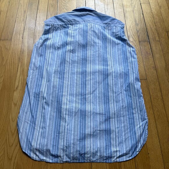 Nina Ricci Size S Blue & White Striped Criss Cross Sleeveless Wrap Blouse Top - Picture 16 of 16